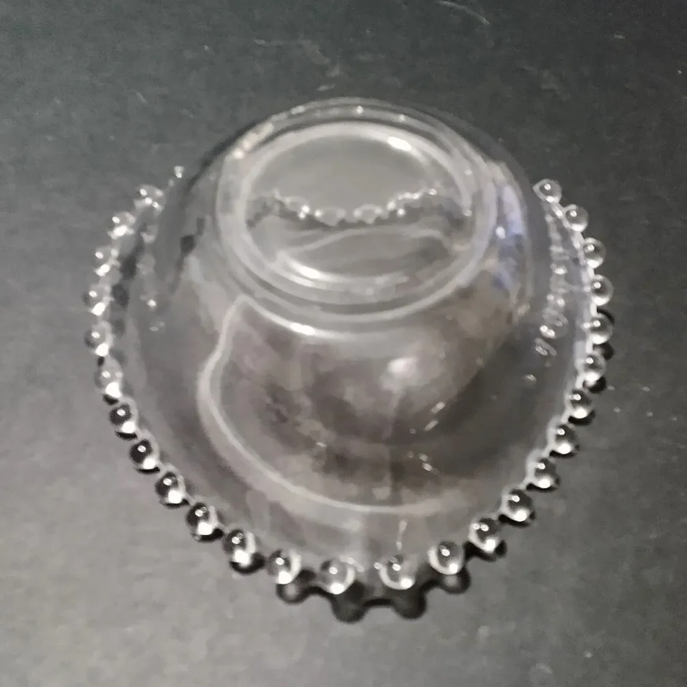Vintage Imperial Glass Candlewick Heart Shaped Bowl Clear Beaded Edge Candy Dish